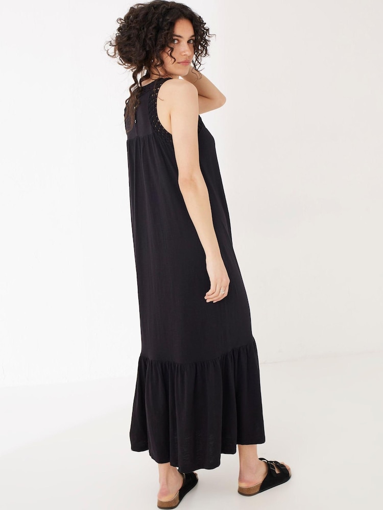FatFace Cece Black Crochet Maxi Dress - Image 2 of 5 FatFace Cece Black Crochet Maxi Dress - Image 2 of 5
