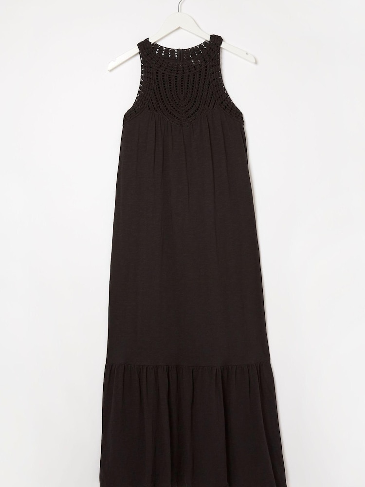 FatFace Cece Black Crochet Maxi Dress - Image 5 of 5