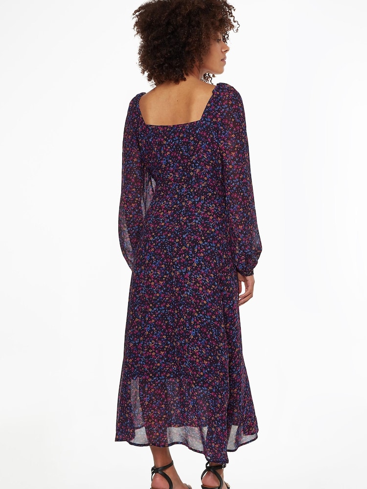 Tommy Hilfiger Purple Floral Chiffon Wrap Dress - Image 2 of 6