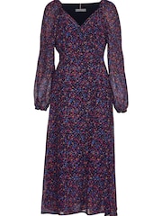 Tommy Hilfiger Purple Floral Chiffon Wrap Dress - Image 5 of 6