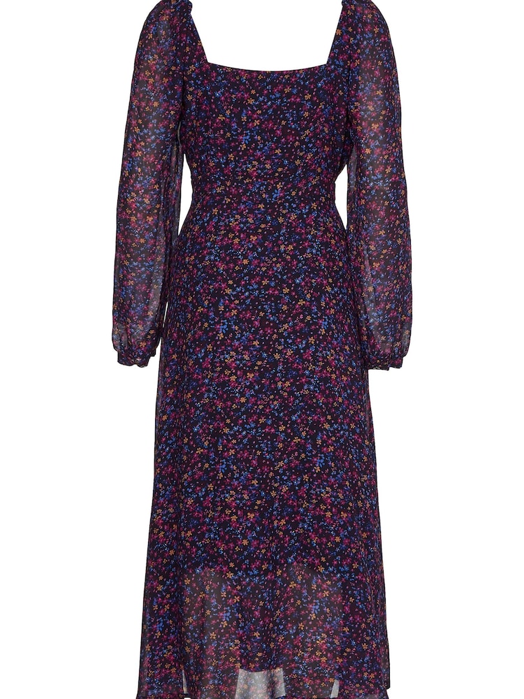 Tommy Hilfiger Purple Floral Chiffon Wrap Dress - Image 6 of 6