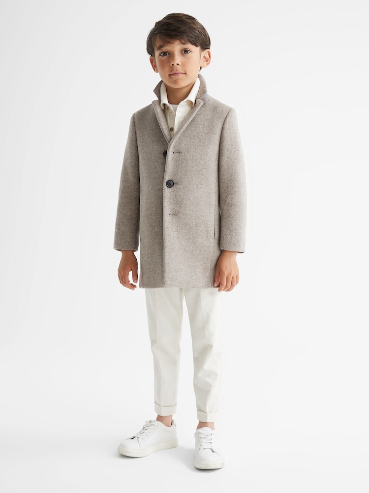 Reiss Oatmeal Gable Single Breasted Overcoat - Image 1 of 7
