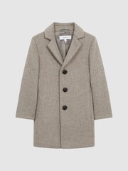 Reiss Oatmeal Gable Single Breasted Overcoat - Image 2 of 7