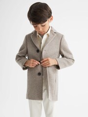 Reiss Oatmeal Gable Single Breasted Overcoat - Image 3 of 7