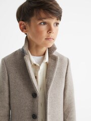 Reiss Oatmeal Gable Single Breasted Overcoat - Image 4 of 7