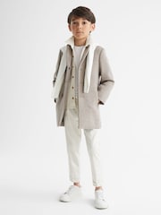 Reiss Oatmeal Gable Single Breasted Overcoat - Image 6 of 7