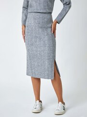 Roman Grey Rib Knit Stretch Pencil Skirt - Image 1 of 5