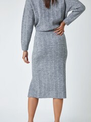 Roman Grey Rib Knit Stretch Pencil Skirt - Image 3 of 5