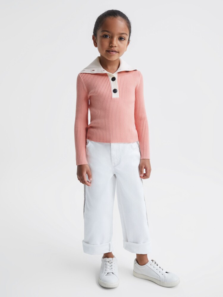 Reiss Pink Maia 4-9 yrs Colourblock Knitted Top - Image 3 of 6