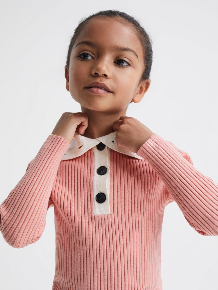 Reiss Pink Maia 4-9 yrs Colourblock Knitted Top - Image 4 of 6