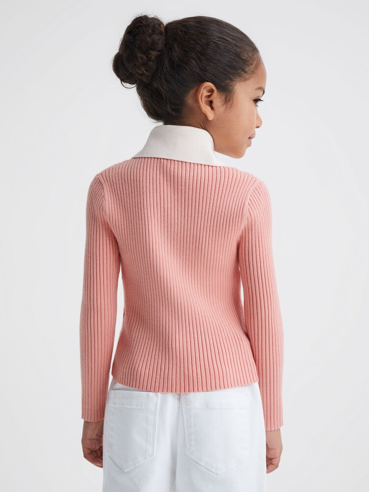 Reiss Pink Maia 4-9 yrs Colourblock Knitted Top - Image 5 of 6