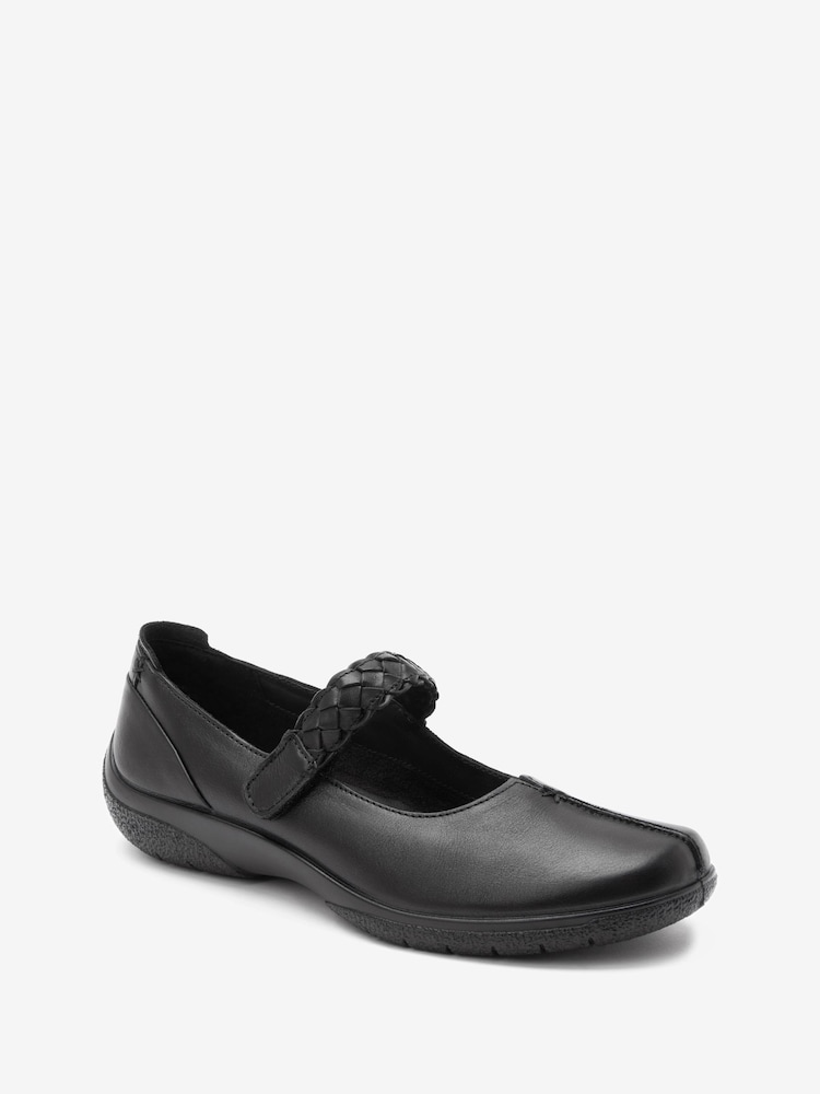 Hotter Black Standard Fit Shake II Touch Fastening Leather Shoes - Image 2 of 4