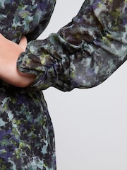 Green Floral Cut-Out Chiffon Mini Dress - Image 5 of 5