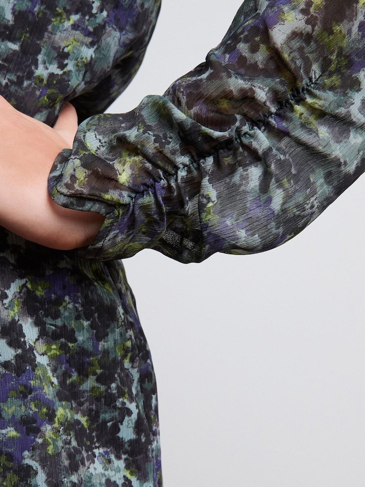 Green Floral Cut-Out Chiffon Mini Dress - Image 5 of 5