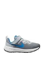 Nike Grey/Blue Junior Revolution 6 Trainers - Image 1 of 3