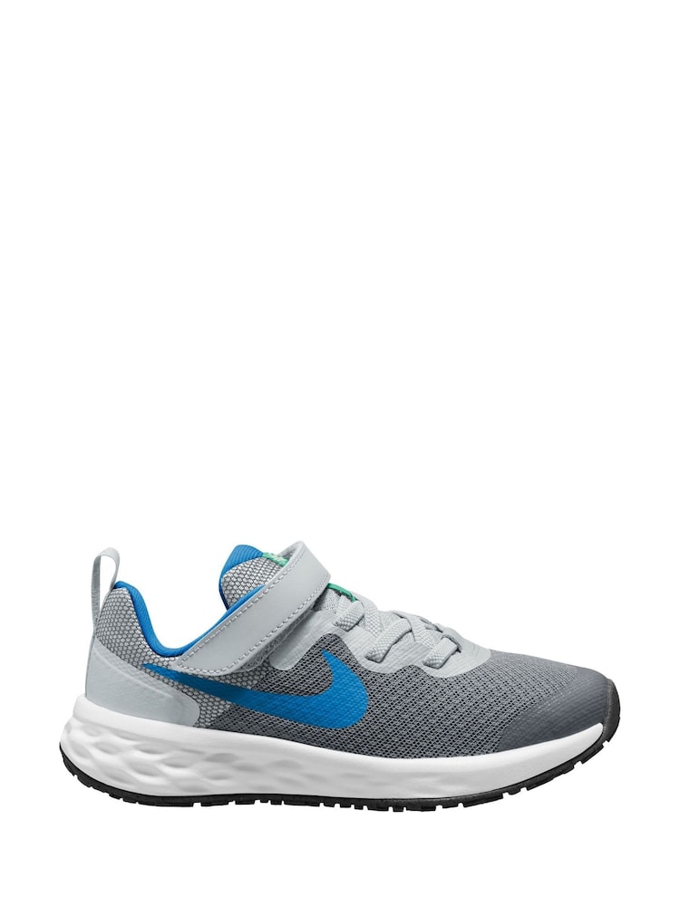 Nike Grey/Blue Junior Revolution 6 Trainers - Image 1 of 3