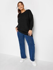 Yours Curve Black Chunky Knitted Jumper - Image 3 of 4