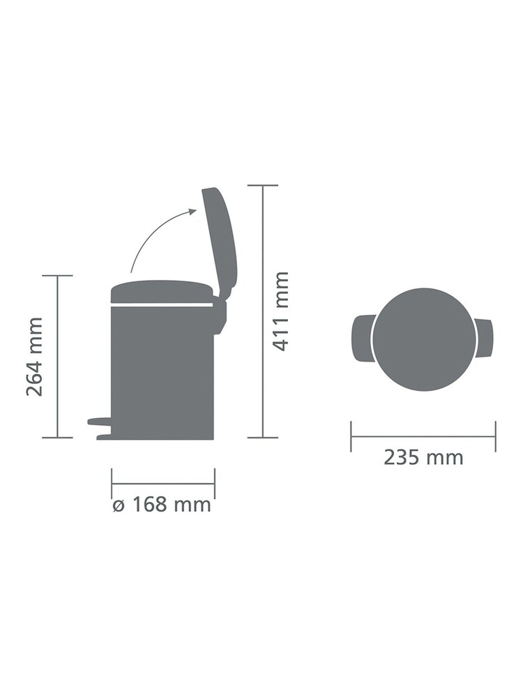 Brabantia Grey NewIcon 3L Platinum Pedal Bin - Image 6 of 6 Brabantia Grey NewIcon 3L Platinum Pedal Bin - Image 6 of 6