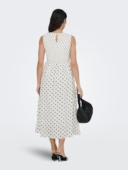 JDY White Polka Dot Smock Midi Dress - Image 3 of 6