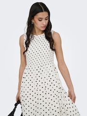 JDY White Polka Dot Smock Midi Dress - Image 4 of 6