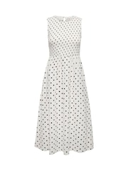 JDY White Polka Dot Smock Midi Dress - Image 5 of 6