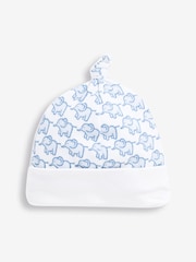 bleu layette - Chapeau bébé JoJo Maman Bébé en coton petit éléphant - Image 1 of 2