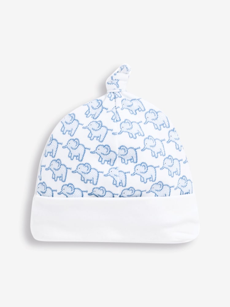 bleu layette - Chapeau bébé JoJo Maman Bébé en coton petit éléphant - Image 1 of 2