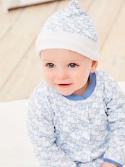 bleu layette - Chapeau bébé JoJo Maman Bébé en coton petit éléphant - Image 2 of 2