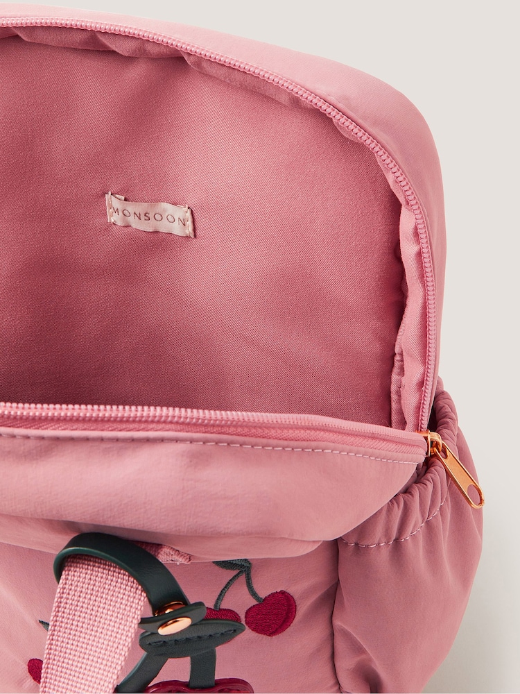 Monsoon Pink Cherry Embroidered Backpack - Image 4 of 4 Monsoon Pink Cherry Embroidered Backpack - Image 4 of 4