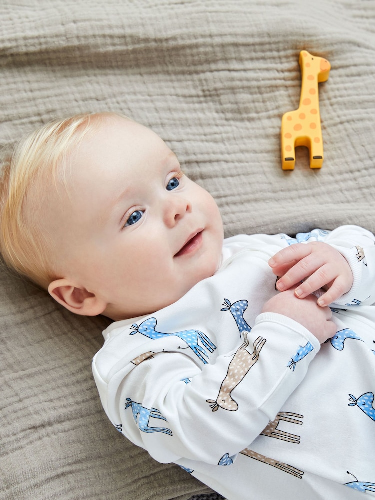 Weiß, Giraffe - Jojo Maman Bébé Bedruckter Baby-Schlafanzug aus Baumwolle mit Reißverschluss - Bild 2 von 4 Weiß, Giraffe - Jojo Maman Bébé Bedruckter Baby-Schlafanzug aus Baumwolle mit Reißverschluss - Bild 2 von 4