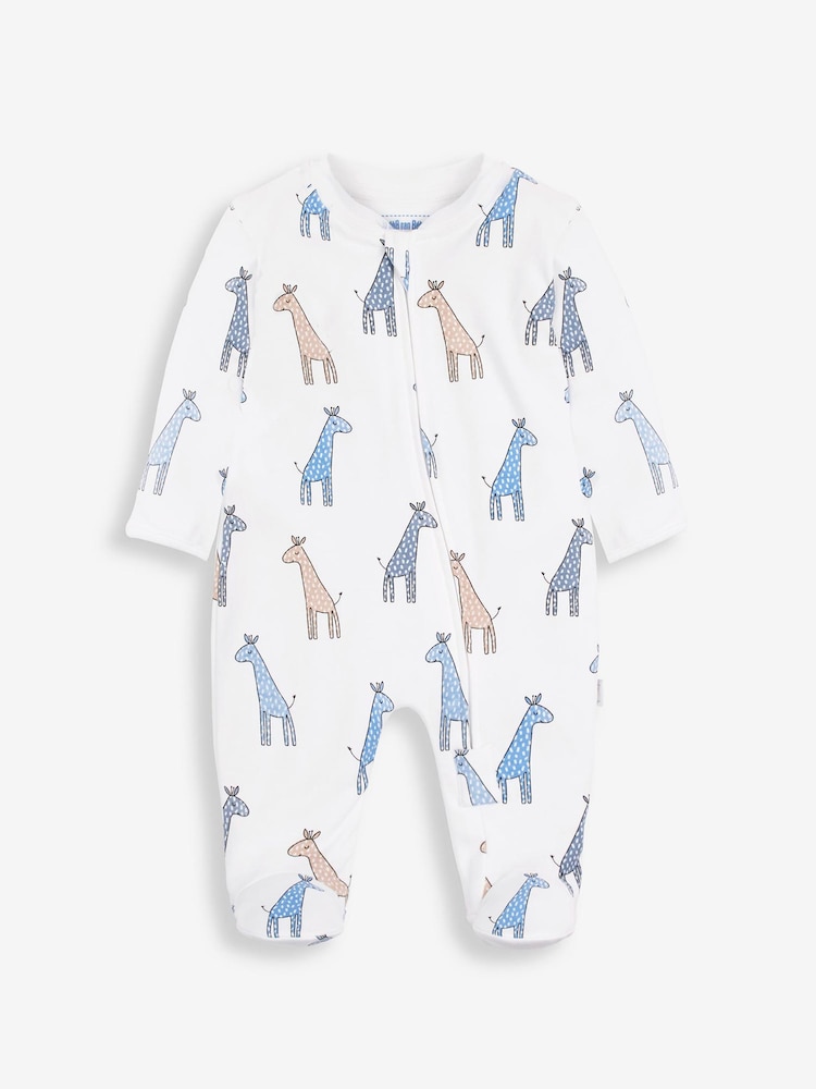 Blanc motif girafe - Dors-bien JoJo Maman Bébé zippé en coton pour bébé - Image 3 of 4