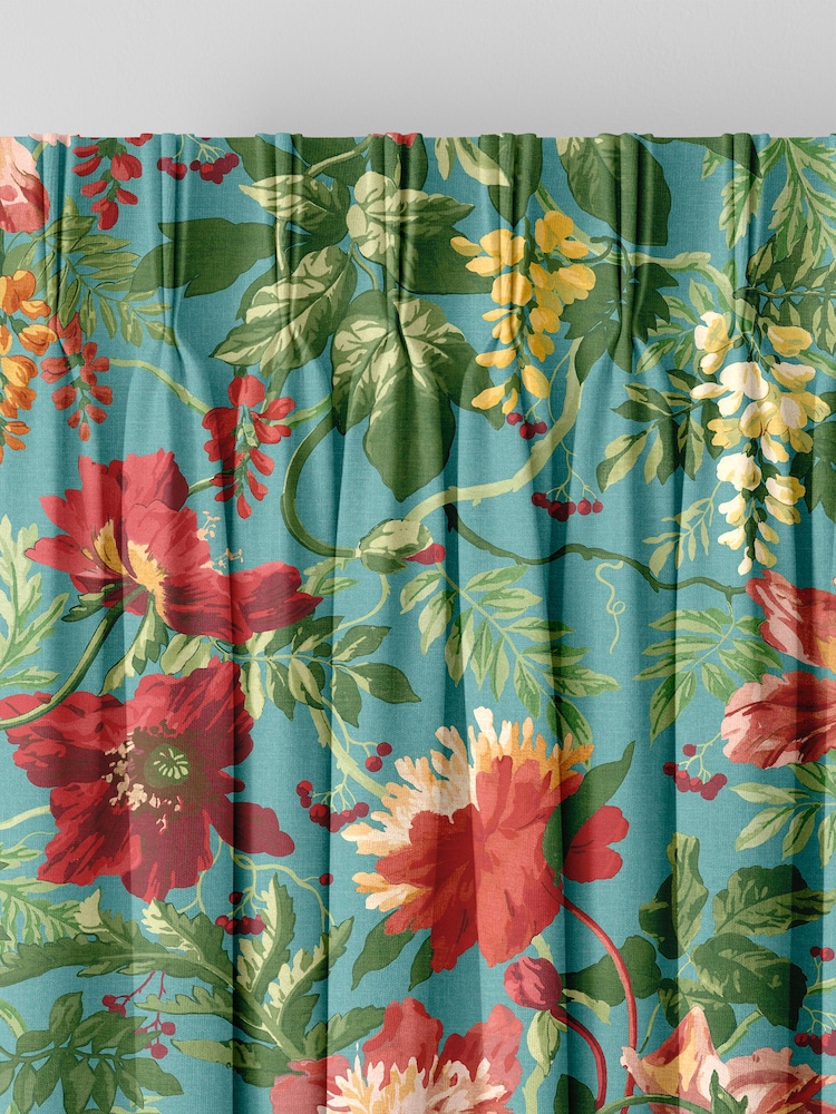 Graham & Brown Botanico Blue Florenzia Made to Measure 100% Cotton Curtains - Image 2 of 8