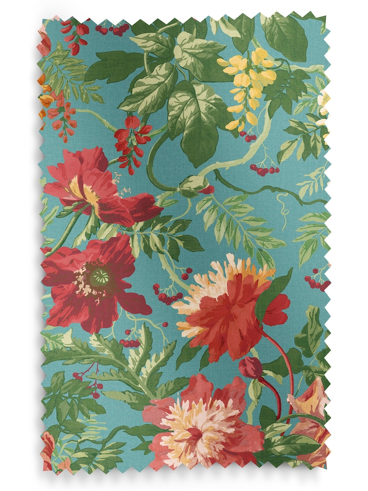 Graham & Brown Botanico Blue Florenzia Made to Measure 100% Cotton Curtains - Image 8 of 8
