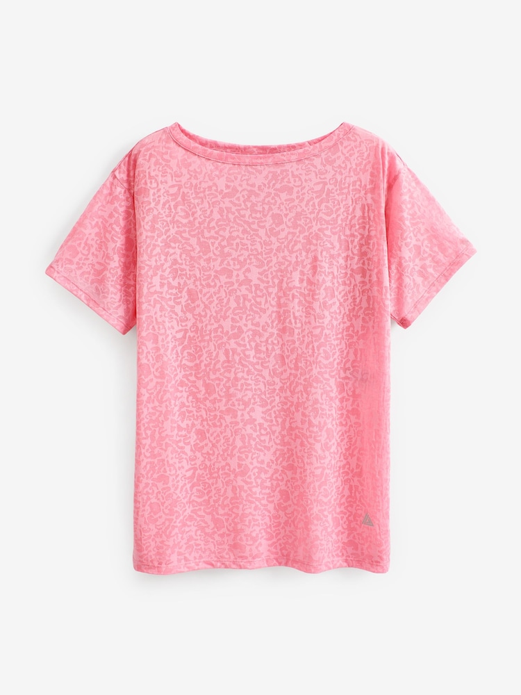 Pink Next Active Jersey Sports Animal Burnout T-Shirt Top - Image 5 of 6