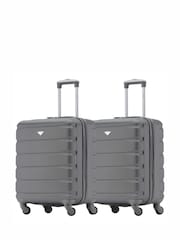 Flight Knight Charcoal + Charcoal EasyJet 56x45x25cm Overhead 4 Wheel ABS Hard Case Cabin Carry On Suitcase Set Of 2 - Image 1 of 6