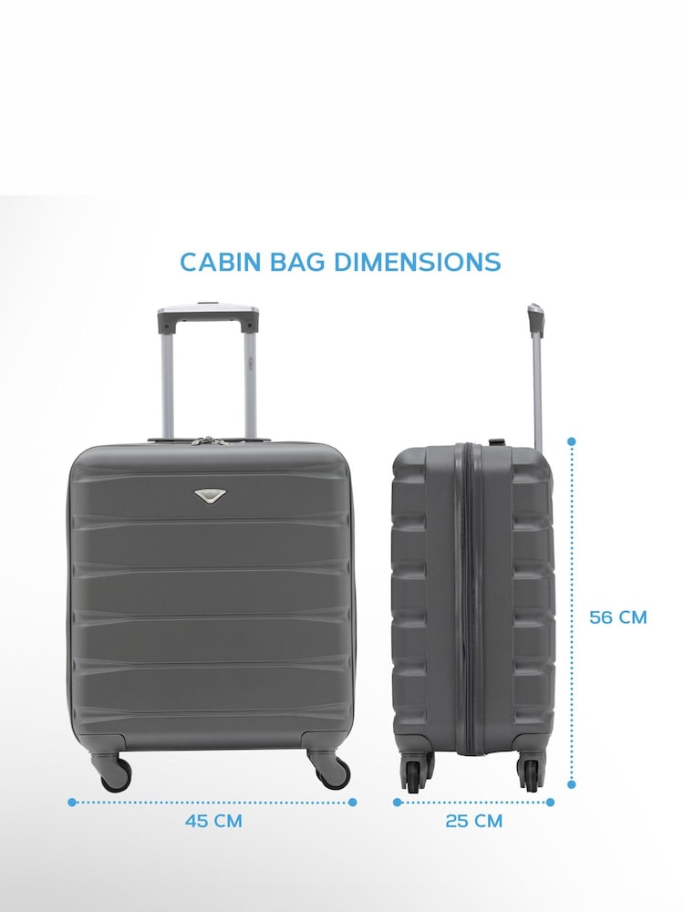 Flight Knight Charcoal + Charcoal EasyJet 56x45x25cm Overhead 4 Wheel ABS Hard Case Cabin Carry On Suitcase Set Of 2 - Image 2 of 6
