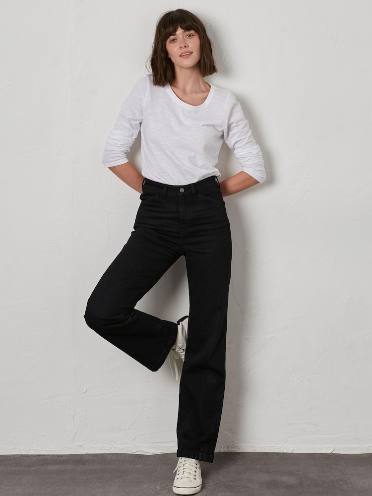 FatFace Elise Black Wide Leg Jeans - Image 1 of 5