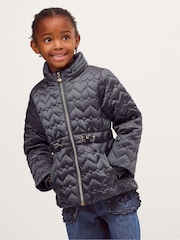 Monsoon Blue Heart Quilted Shower Resistant Coat - Image 1 of 4