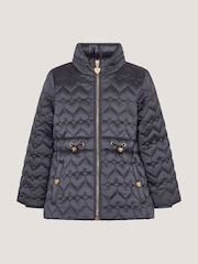 Monsoon Blue Heart Quilted Shower Resistant Coat - Image 2 of 4