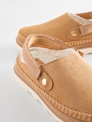 Tan Brown Borg Lined Clogs - Image 4 of 4