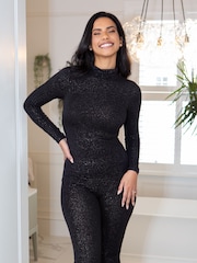 Pour Moi Black Glitter Roll Neck Round Neck - Image 2 of 7
