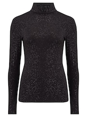 Pour Moi Black Glitter Roll Neck Round Neck - Image 6 of 7