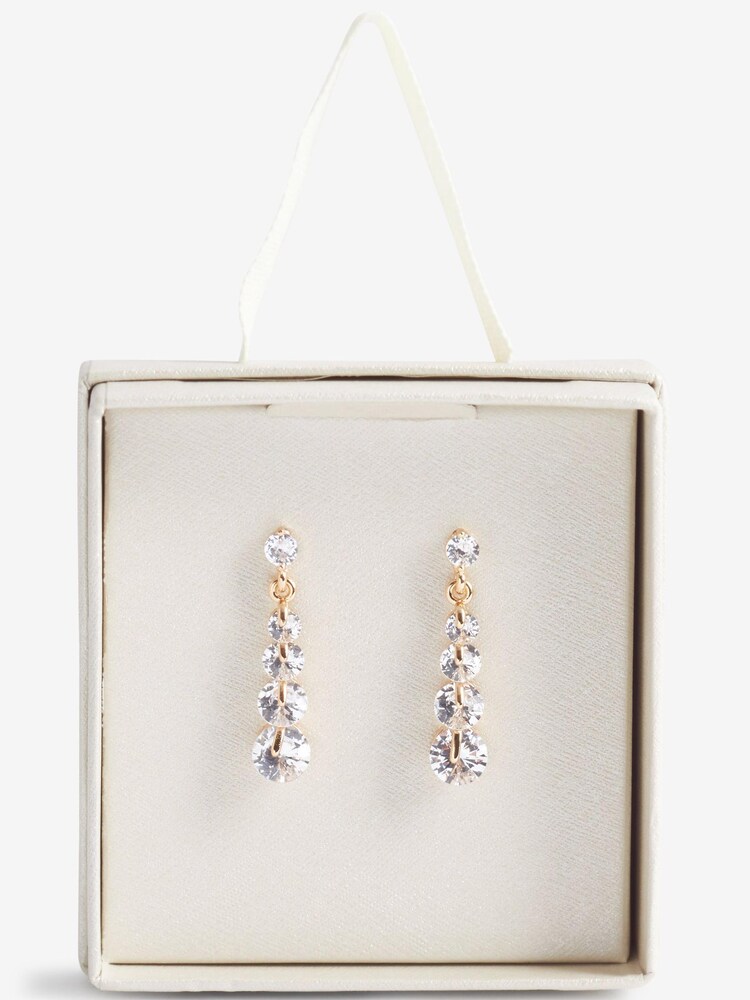 Gold Tone Graduated Sparkle Earrings - Image 1 of 2