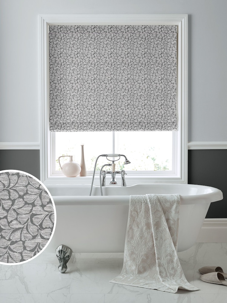 Laura Ashley Grey Maidenhair Woven Made To Measure Roman Blinds - Image 1 of 6