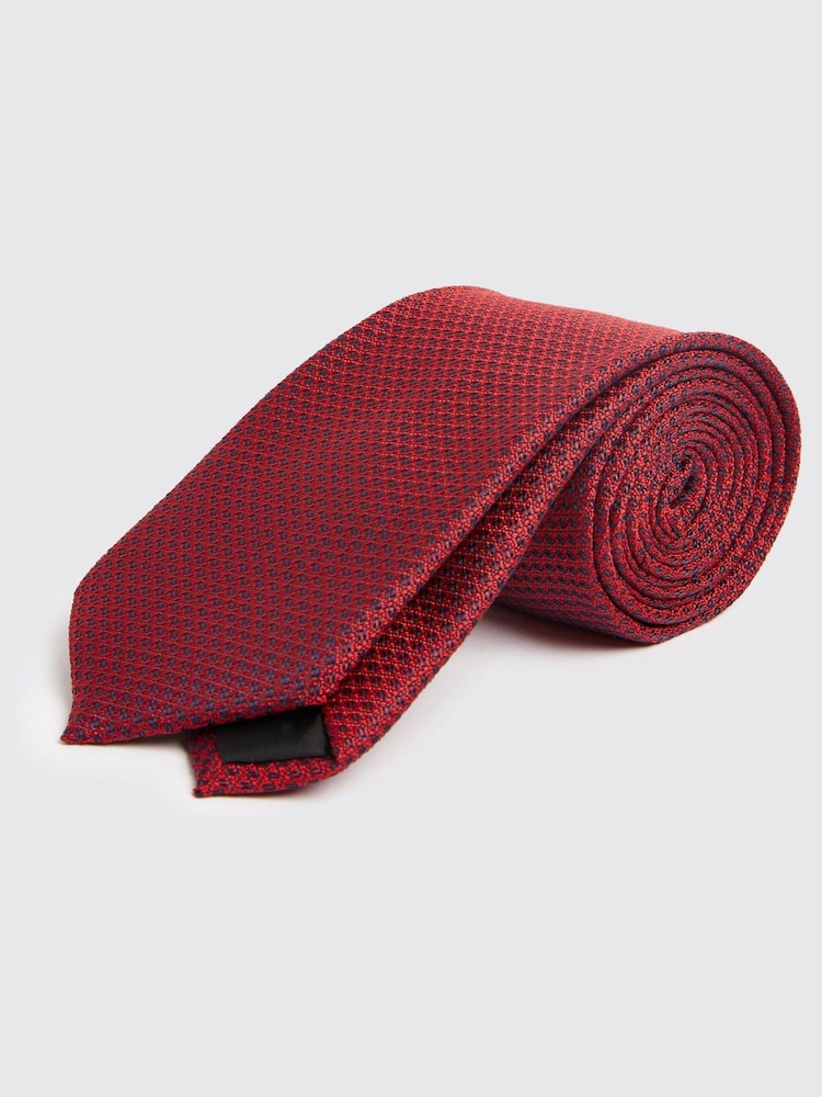 MOSS Cherry Red Textured Tie - Image 1 of 2 MOSS Cherry Red Textured Tie - Image 1 of 2