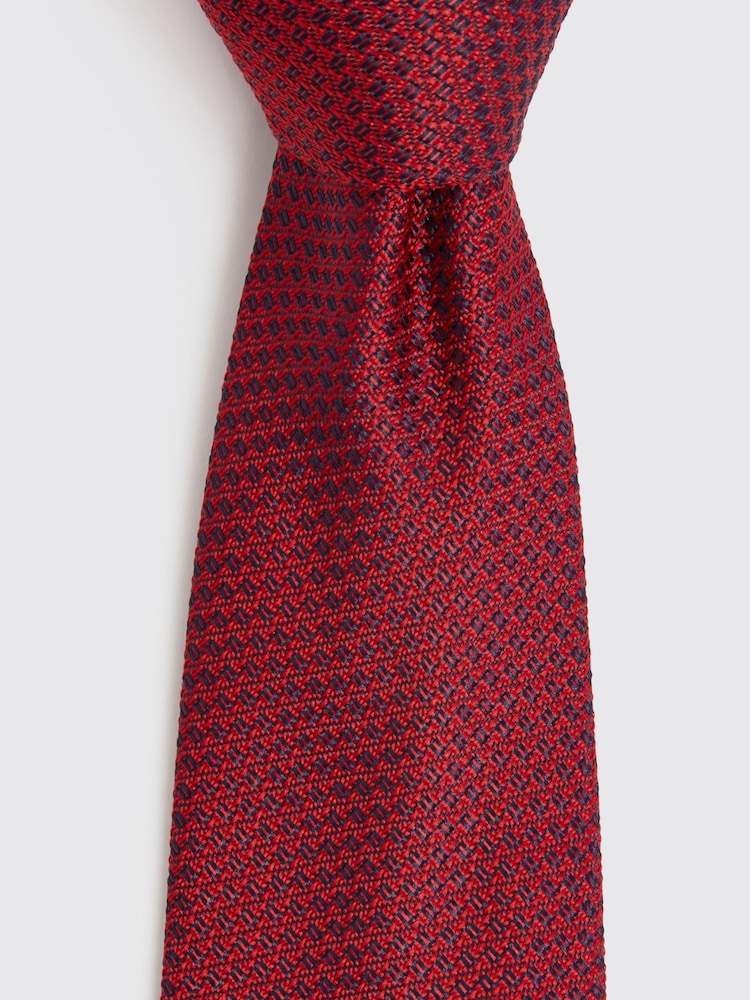 MOSS Cherry Red Textured Tie - Image 2 of 2 MOSS Cherry Red Textured Tie - Image 2 of 2