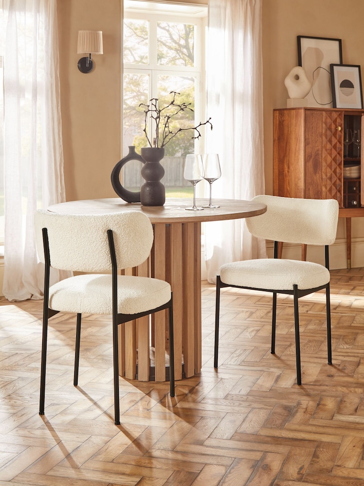 Set of 2 Casual Bouclé Oyster Aleia Dining Chairs - Image 1 of 6