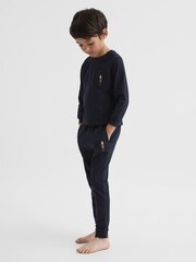 Reiss Navy Andy Senior Embroidered King Nightwear Bottoms - Image 1 of 6