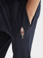 Reiss Navy Andy Senior Embroidered King Nightwear Bottoms - Image 4 of 6