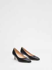 LK Bennett Black Leather Audrey Kitten Heel Courts - Image 2 of 4
